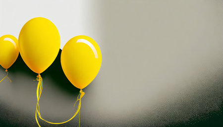 yellow balloon on white background template for postcard banner poster web design festive decoration for celebrations and birthday high resolution photoの素材