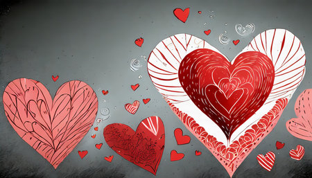 valentine s day red heart hand drawn vectorの素材