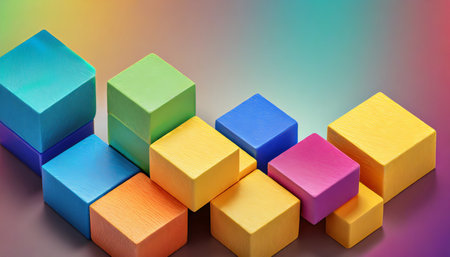 colorfull cubes as abstract 3d geometry background illustration generative aiの素材