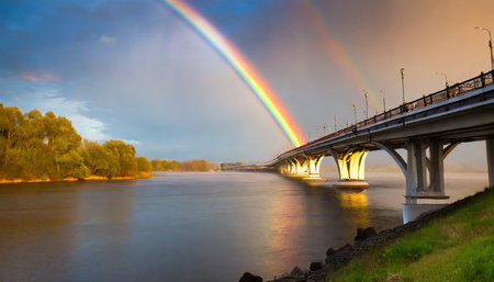 color rainbow over the bridgeの素材