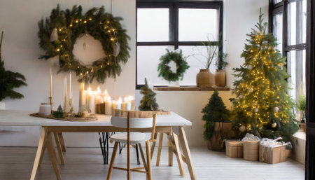 minimal nordic interior design for christmas sustainable celebration ideaの素材