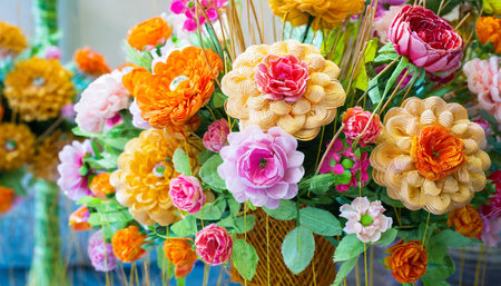 textile woven flowersの素材