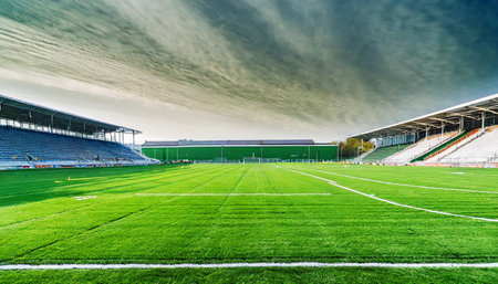 green field at football stadiumの素材