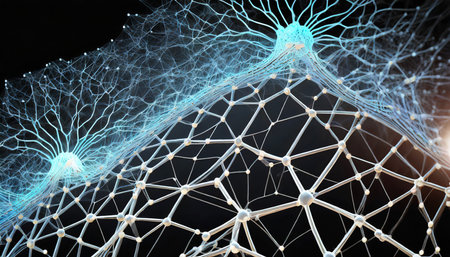 ai neural nets futuristic background of artificial intelligence neural networks black background generative aiの素材