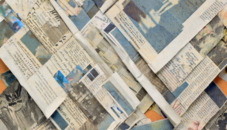 newspaper magazine collage background textureの素材