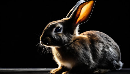 silhouette of rabbit illustration of black rabbit line art transparencyの素材