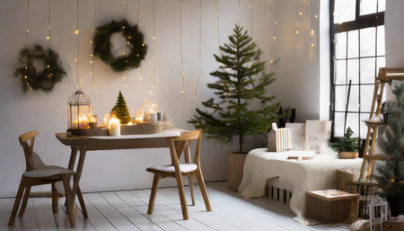 minimal nordic interior design for christmas sustainable celebration ideaの素材