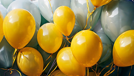 inflatable yellow helium balloons party backgroundの素材