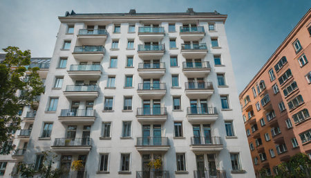 Modern apartment buildings in the city center of Lviv, Ukraine.の素材