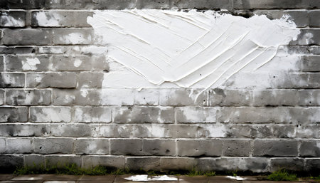 grunge brick wall with white paint, can be used as backgroundの素材