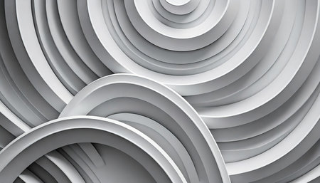Abstract 3d rendering of white rings. Futuristic background design.の素材