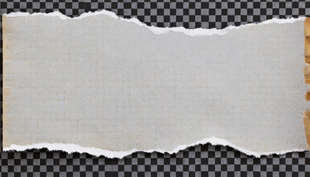 Torn paper with space for your message on a checkered backgroundの素材