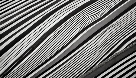 Black and white stripes on a metal surface. Abstract background and texture for design.の素材