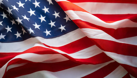 American flag, close-up, selective focus, USA flag backgroundの素材