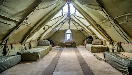 Military tent in Kiev, Ukraineの素材