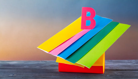 Colorful stack of sticky notes on wooden table with copy space.の素材