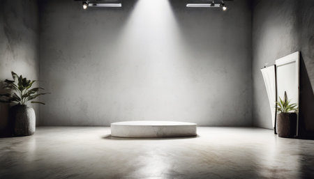 product showcase with spotlight black studio room background use as montage for product displayの素材