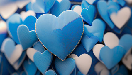 blue heart shape holiday photo backgroundの素材