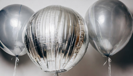 big helium inflatable latex clear silver balloon for decorations on birthday wedding corporative party on whiteの素材
