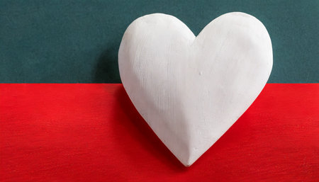 white heart on red background panoramaの素材