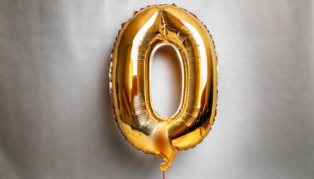 0 foil balloon number zero on white backgroundの素材