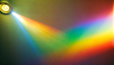 flash on the wall blurred rainbow light dispersion decomposition of light into spectral colorsの素材