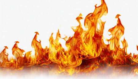 fire flames on a white backgroundの素材
