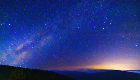 stars on background of the night starry sky milky way galaxies and universes on a dark blue backgroundの素材