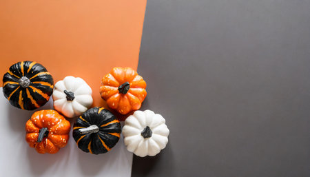 halloween pumpkin orange black and white copy space with plain color autumn backgroundの素材