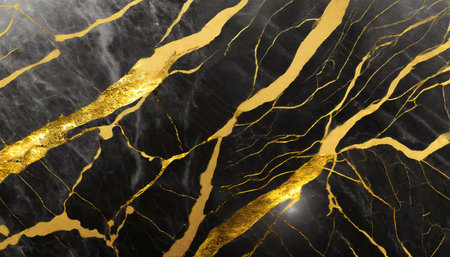 black marble with yellow gold veins luxury background texture pattern background wallpaperの素材
