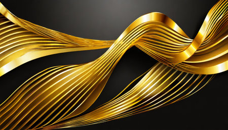 abstract golden metallic wave band on background generative aiの素材