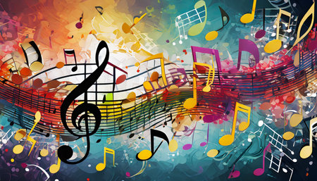 music background with musical notesの素材