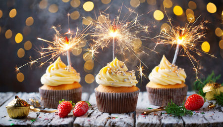 cupcakes with sparklersの素材