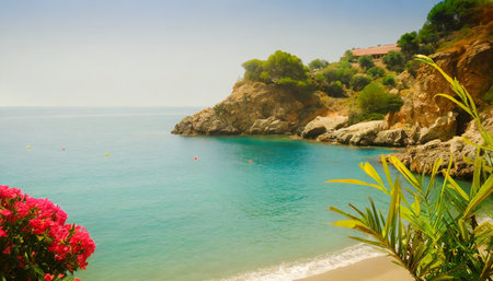 beautiful mediterranean tropical beach backgroundの素材