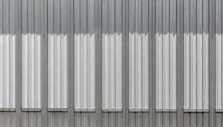 panoramic white metal siding fence striped backgroundの素材