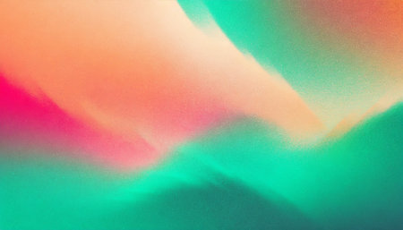 retro grainy gradient background noise texture effect summer poster design orange teal green pink abstract wave patternの素材