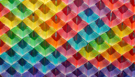 abstract background of geometric shapes pattern in full color rainbow colorsの素材