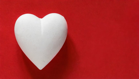 white heart on red background panoramaの素材