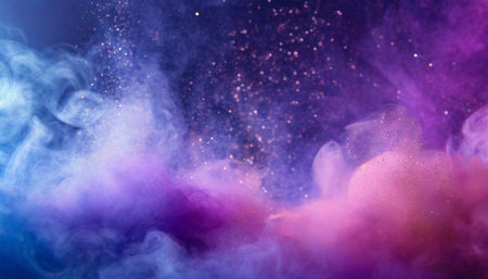mist texture color smoke spiritual aura purple pink blue haze flow glitter dust particles floating abstract art backgroundの素材