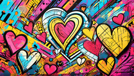 abstract street art grafitti background heart background genertive aiの素材