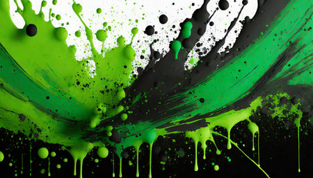 black and green paint splash backgroundの素材