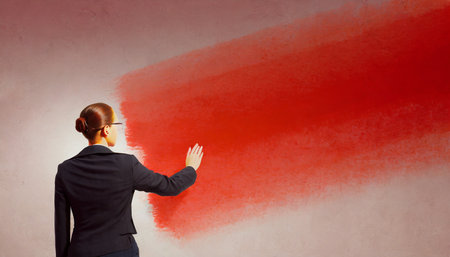 hand drawn red gradient on wallの素材