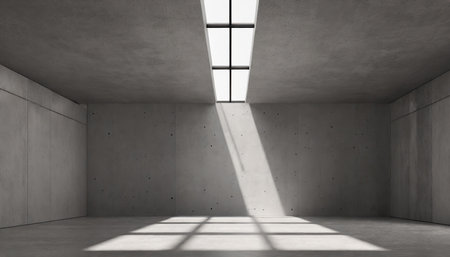 abstract empty modern concrete room with skylight from ceiling wall industrial interior background template 3d illustrationの素材
