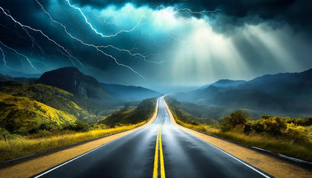 delorean driving through the storm back to the future inspired ai generated wallpaper backgroundの素材