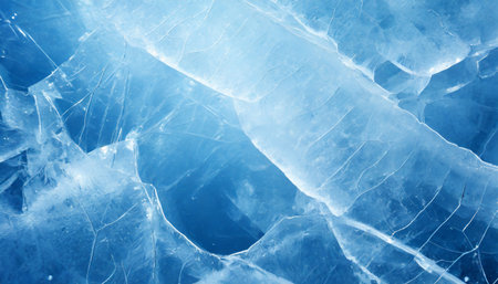 abstract ice background blue background with cracks on the ice surfaceの素材