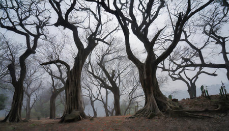 spooky trees on a background generative aiの素材