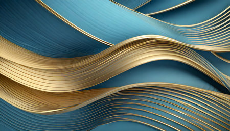 blue gold abstract wave lines backgroundの素材