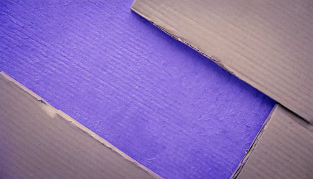 purple or violet color tone paint on environmental friendly recycled blank cardboard box or corrugated paper texture background with spaceの素材