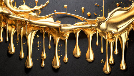 melted gold dripping on background cutoutの素材