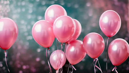 pink balloons on background cutoutの素材